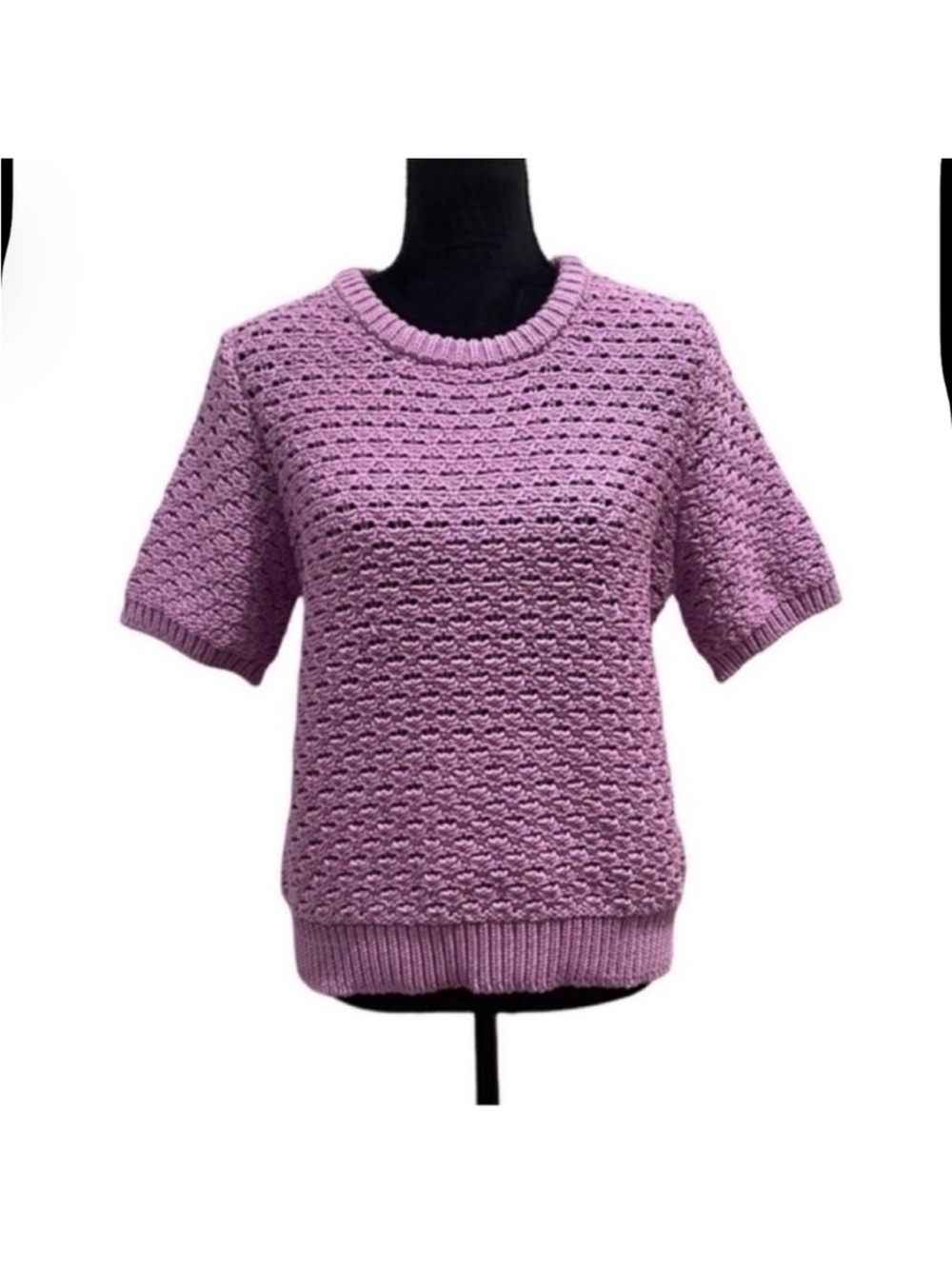 Selected Femme NWT chunky shortsleeved knit weave violet sweater extra large - Picture 6 of 14